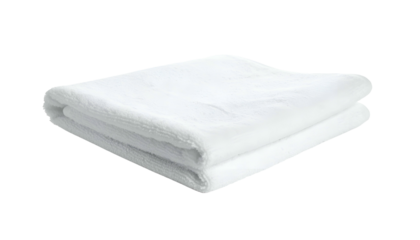 Pristine white fluffy folded bath towels, clean and ready for use, isolated on black