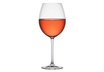 Isolated glass of rose wine drink, transparent stemware goblet with alcohol refreshment