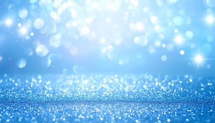 A sparkly light blue background featuring a glittery surface in the foreground, fading into a bright, blurred light in the upper portion