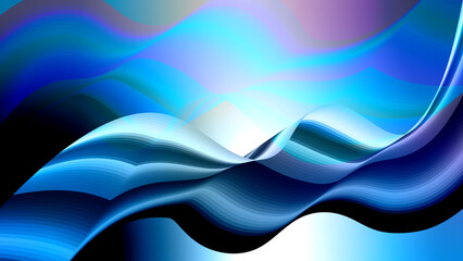 Luminous abstract waves in shades of blue, cyan, and purple, futuristic digital fluid background art