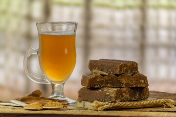 Fresh Homemade Aguapanela with Lemon – Traditional Colombian Drink