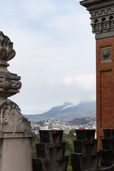 City and Mountains View from the Top of a Castle