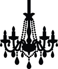 Elegant Black Chandelier Silhouette Graphic Element Design for Interior Decor