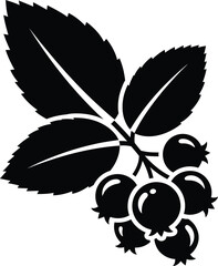 Elegant black silhouette of berries and leaves for design projects or decor