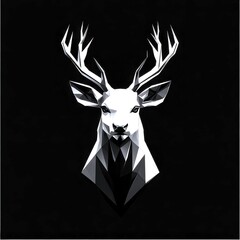 Modern geometric representation of a deer with antlers in design