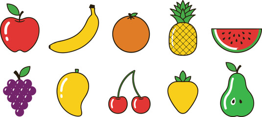 Colorful Fruit Illustration of Summer Fruits for a Healthy Lifestyle