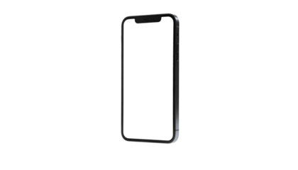 A sleek, modern, mobile device with a blank screen displayed against a dark background