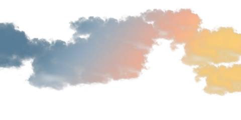 Abstract cloud formation with gradients of blue, orange, and yellow hues.