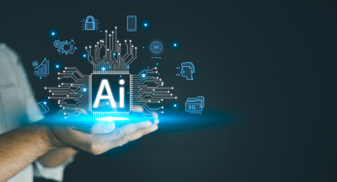AI, Artificial Intelligence, technology smart robot AI, artificial intelligence by enter command prompt for generates something, Futuristic technology transformation, Chatbot, assistant, secretary.