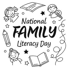 NATIONAL FAMILY LITERACY DAY vector illustration