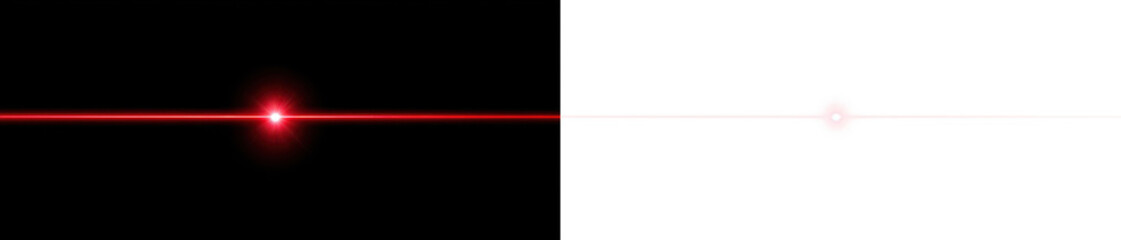 Red Laser Beam Cutting Through Space Display on Black and Transparent Background, png