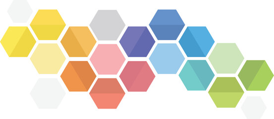 colorful hexagon pattern honeycomb design geometric tiles rainbow spectrum modern abstract illustration arrangement isolated on white background.