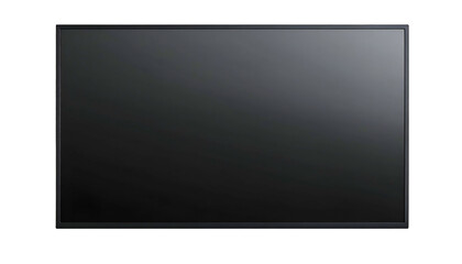 A large, rectangular, dark screen with a thin black border against a completely dark background