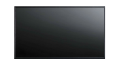 A large, rectangular, dark screen with a thin black border against a completely dark background