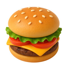 3D hamburger with cheese and lettuce isolated
