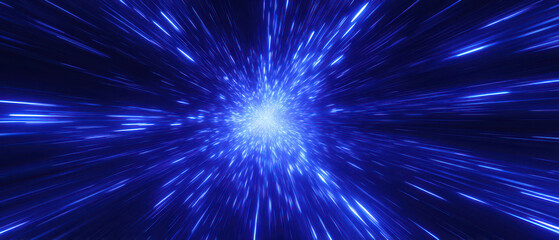 Obraz premium Futuristic Abstract Blue Light Explosion with Starburst Effect Background