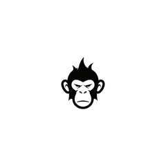 Angry monkey face silhouette, spiky hair, frowning