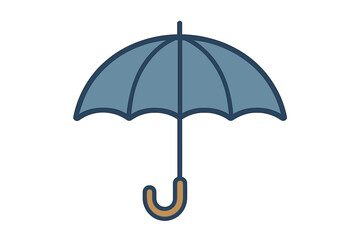 Simple blue umbrella icon featuring a curved handle