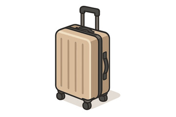 Beige rolling suitcase with retractable handle and spinner wheels