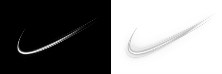 Dynamic abstract png overlay featuring sleek curved lines on contrasting black and white backgrounds, ideal for modern design projects and creative applications with copy space