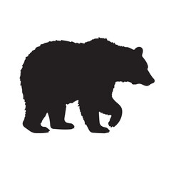Fototapeta premium TLE: Bold black bear silhouette walking in profile. Simple vector graphic icon of a wild animal with a lifted paw