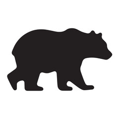 Fototapeta premium TLE: Bold black bear silhouette walking in profile. Simple vector graphic icon of a wild animal with a lifted paw