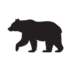 Fototapeta premium TLE: Bold black bear silhouette walking in profile. Simple vector graphic icon of a wild animal with a lifted paw