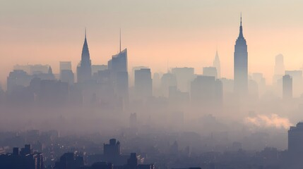 Fototapeta premium city skyline with visible air quality improvement