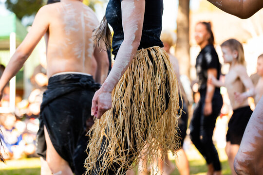 Details of Aboriginal dancers at NAIDOC week corroboree dance