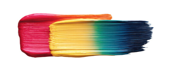 Colorful Paint Stroke in Vibrant Red, Yellow, Green and Blue Shades Isolate on Transparent Background, png