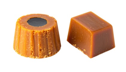 Palm sugar pieces set isolated on transparent background