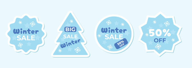 Set of winter sale stickers. Vector illustration