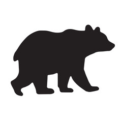 Fototapeta premium TLE: Bold black bear silhouette walking in profile. Simple vector graphic icon of a wild animal with a lifted paw