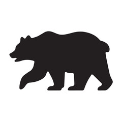 Fototapeta premium TLE: Bold black bear silhouette walking in profile. Simple vector graphic icon of a wild animal with a lifted paw