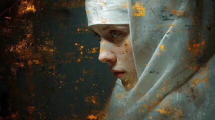 A haunting Slavic nun stands in silence, her presence bridging faith, myth, and the darker side of spirituality.