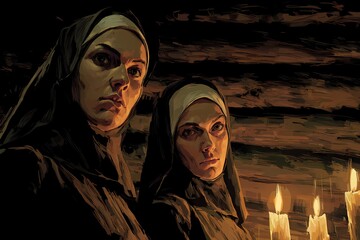 A haunting Slavic nun stands in silence, her presence bridging faith, myth, and the darker side of spirituality.
