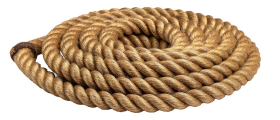 Natural Fiber Rope Coil for Various Uses Isolate on Transparent Background, png