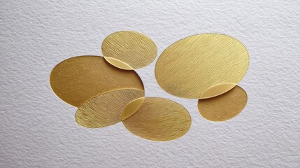 Gold Foil Ellipses Abstract Art