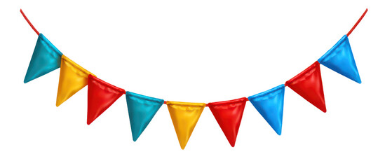 Fototapeta premium Colorful Party Bunting Flags for Festive Celebrations Isolate on Transparent Background, png