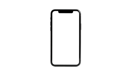 Sleek smartphone, front-facing, centered against a stark black background, minimal lighting