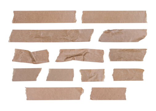 Set old brown masking kraft paper tape materials set used for graphic design banner retro vintage style isolated on transparent background or png file.