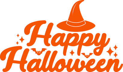Happy Halloween typography clip art design on plain white transparent isolated background for card, shirt, hoodie, sweatshirt, apparel, card, tag, mug, icon, poster or badge
