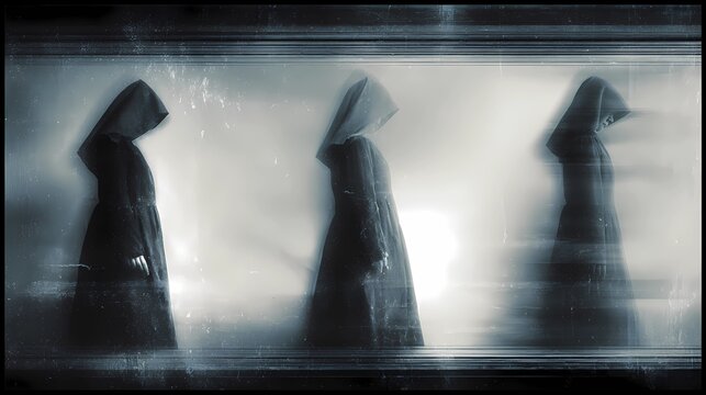 Somber portrait of eerie nun inspired by Slavic mysticism, merging spirituality with dark, gothic undertones.