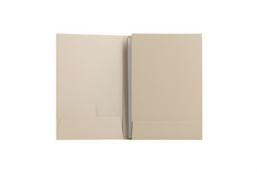 Open blank notebook with cream colored pages isolated on transparent background
