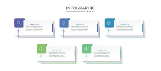 Vector Infographic label design template with icons and 5 options or steps.