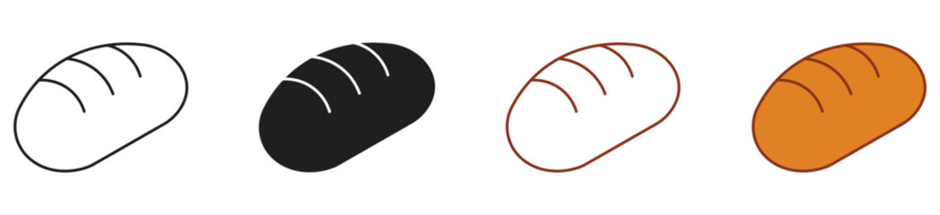 Obraz premium Bread icon set, bread loaf symbol. Vector illustration .