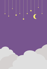 背景素材　星と月のきらめく夜空