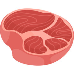 Raw Meat Slice Illustration With Visible Marbling Texture And Fat Edges On Transparent Background Healthy Food Concept