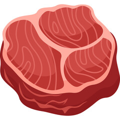 Raw Meat Slice With Three Sections Detailed Illustration On Transparent Background
