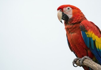 Fototapeta premium Colorful Parrot Perched on Branch in Bright Natural Light